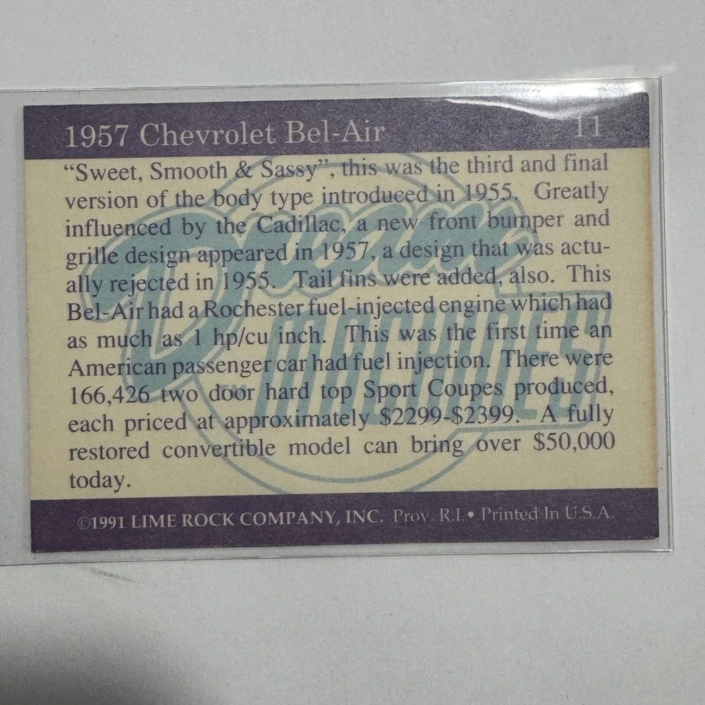 1957 Chevrolet Bel-Air Automobile Dream Machines Trading Card Imperial Palace 91